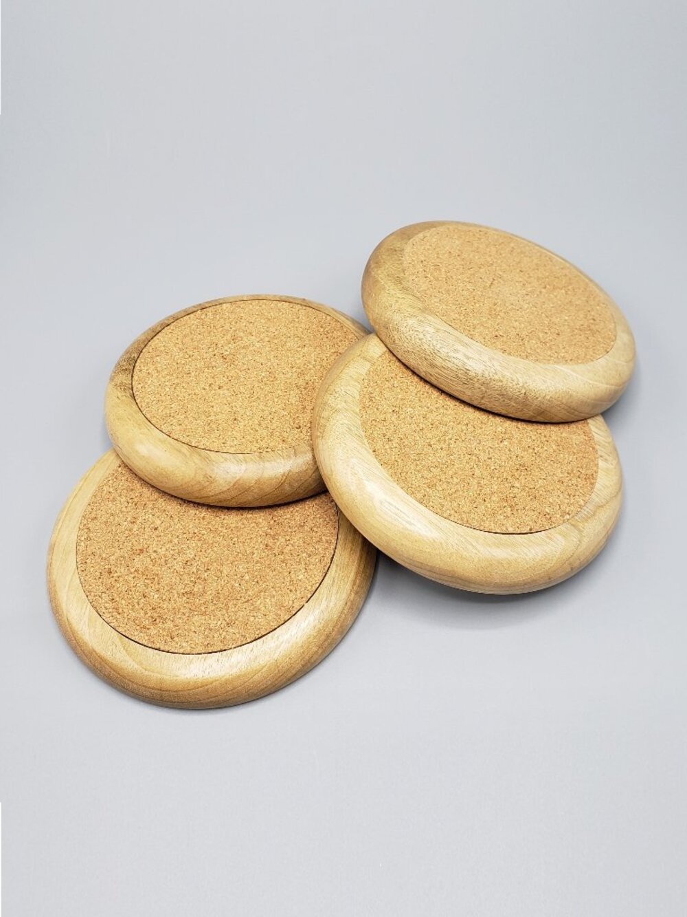 Myrtlewood Drink Coasters Set of 4 Wood Cork Coaster MCM Barware Lot USA